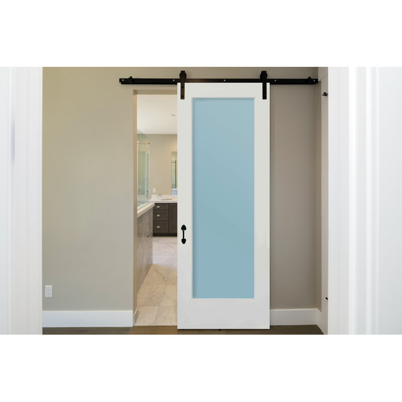 Porte une seule dalle en verre satiné gravé, 28 po x 80 po