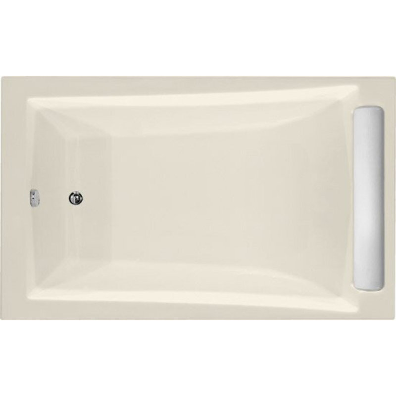 Regal 71'' x 34'' Soaking Fiberglass Bathtub, Biscuit, Satin Chrome