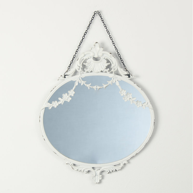 Metal Flat Wall Mirror, White