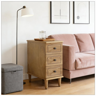 Table d'entrée étroite avec tiroirs, table de chevet en bois massif pour le salon et la chambre à coucher, rangement spacieux et design classique