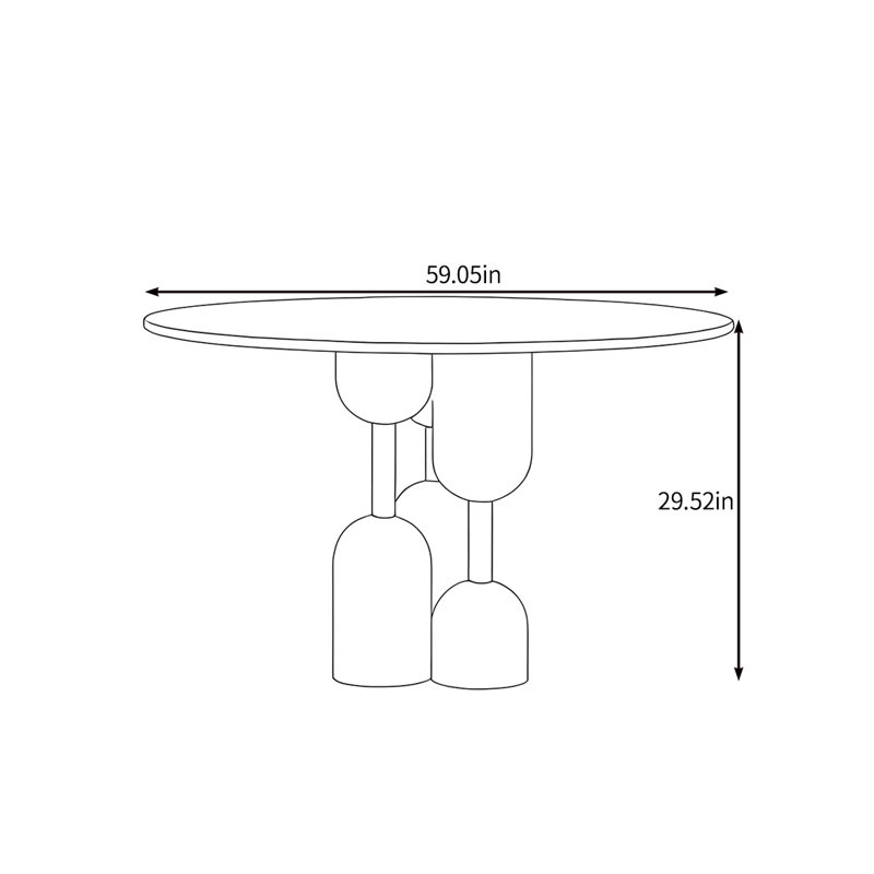 Creative solid wood dining table, 29.52"H x 59.05"L x 59.05"W
