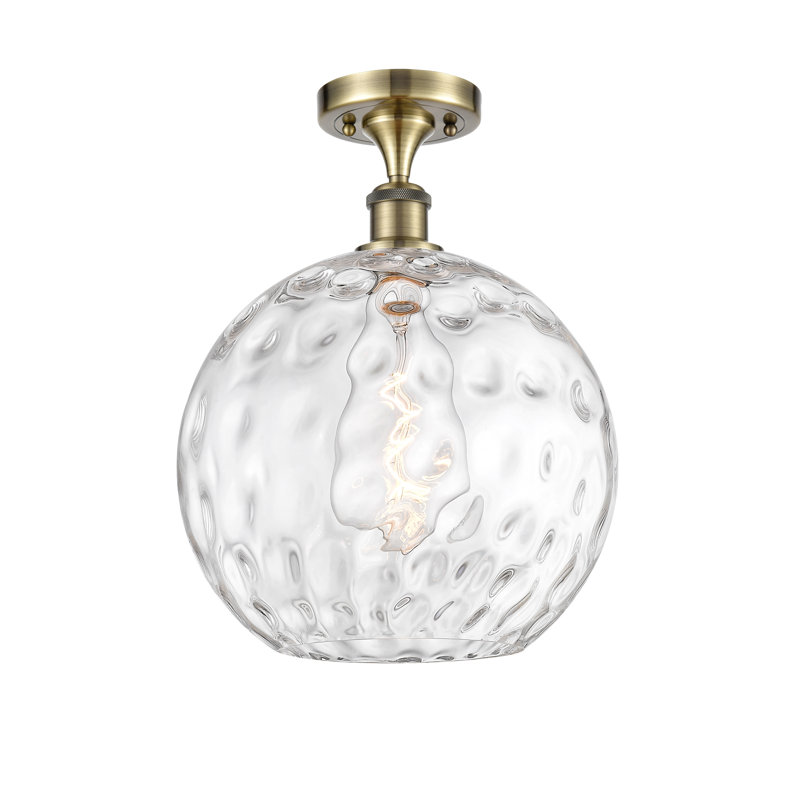 Plafonnier semi-encastré 1 lumière 8 po Cindi, Laiton antique, Ampoule non incluse, H 17 po x l 12 po x P 12 po