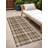 8' Runner Chocolate and Ivory Plaid Washable Non Skid Indoor Outdoor Runner Rug