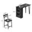 Ensemble de table de bar 3 pièces peu encombrant pour 2 tables de salle à manger à hauteur de comptoir avec rallonge, tablettes de rangement, robustes et confortables, idéal pour la cuisine ou un appartement, noir-129024493