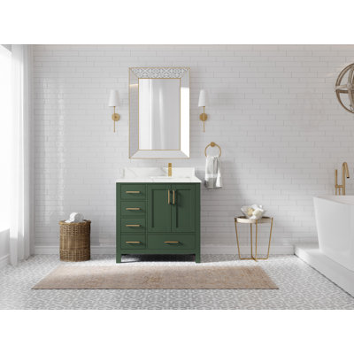 Malibu 34'' Single Bathroom Vanity with Quartz Top