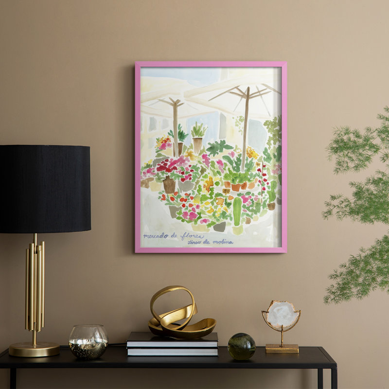 Tirso Flower Market I, reproduction encadrée - bois massif, H 21 po x l 17 po, Rose