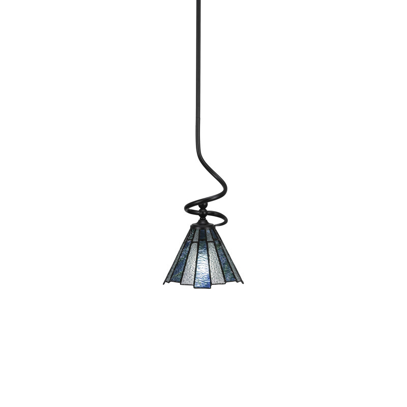 Mini-luminaire suspendu Capri avec verre d'art 7 po, Noir mat