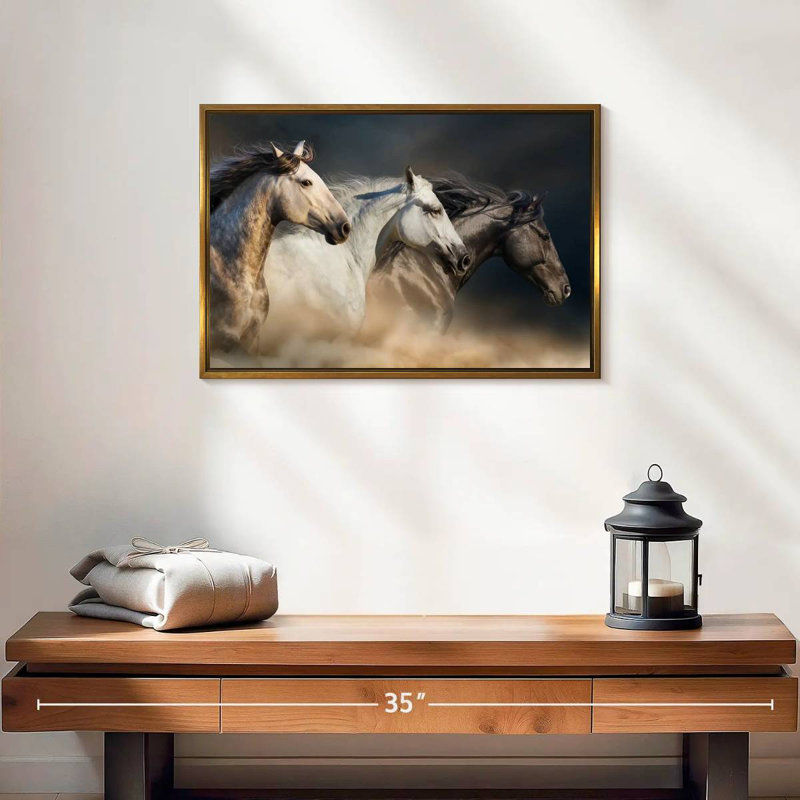 Chevaux magnifiques, Cadre flottant doré, 19 po x 13 po