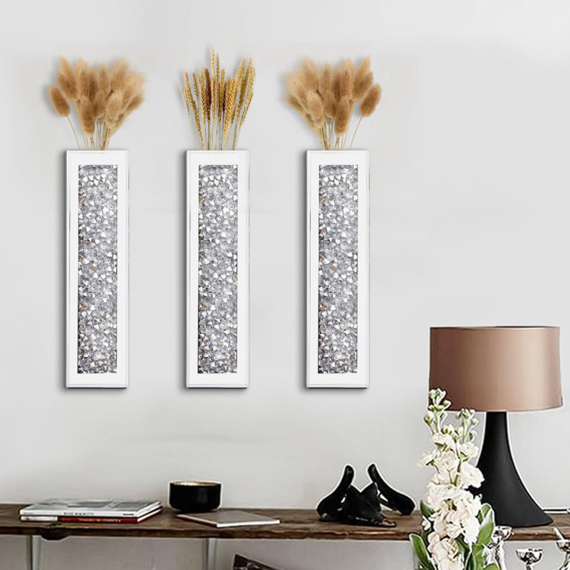 Ensemble de 3, vase en cristal Diamond Crush