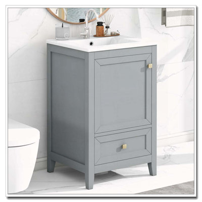 20" Bathroom Vanity with Soft-Close Door and Storage Rack