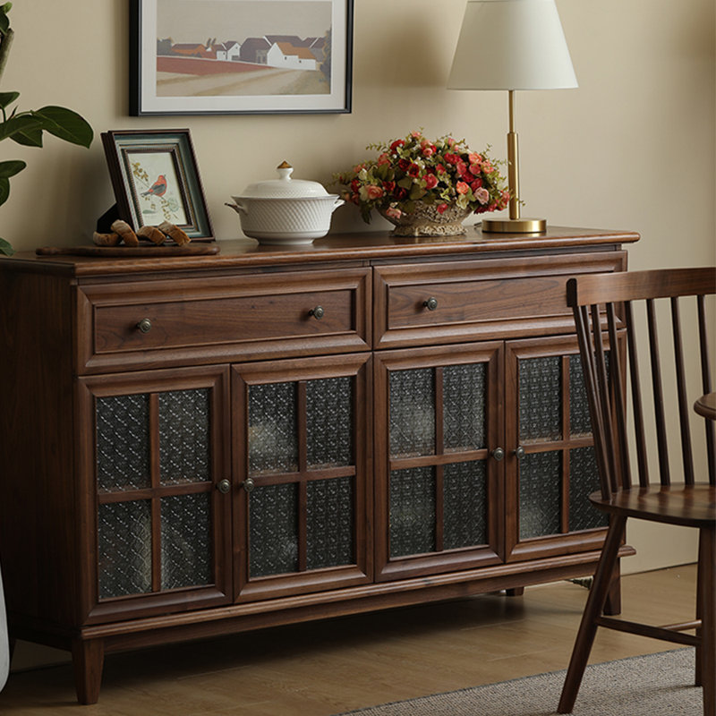 Buffet simple en bois de noyer noir, H 35,43 po x l 70,87 po x P 16,53 po