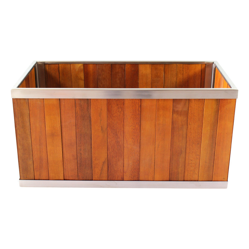 Wood Planter Box, Medium Brown, 18" H x 18" W x 36" D