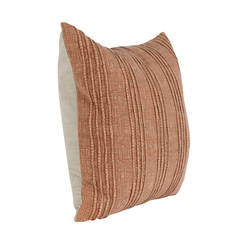 Housse de coussin décoratif en coton Kara, Terra Cotta Striped