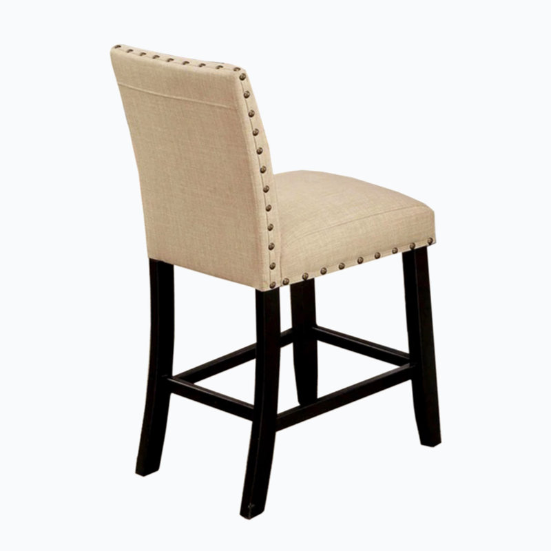 Ensemble de 2 chaises rembourrées en noyer clair et beige