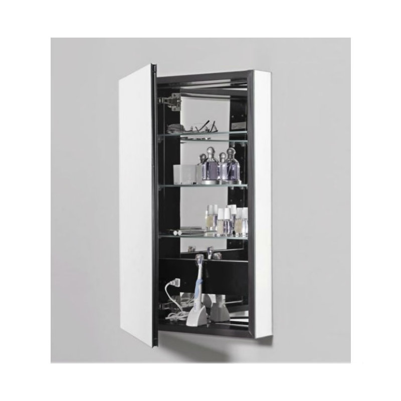 PL Series Recessed or Surface Mount Frameless 1 Door Medicine Cabinet with 3 Adjustable Shelves, 30" x 19.25" x 4", Gray