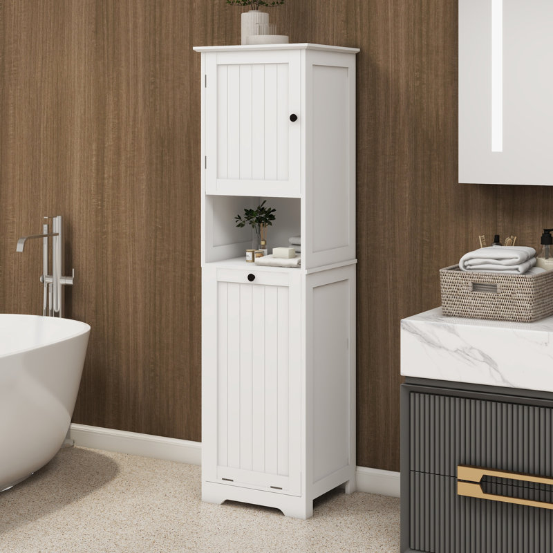 Élégant trieur de linge blanc - un compartiment, armoire de porte, E1, peinture, charge de 60 lb, économie d'espace, processus d'installation facile Bientot une capacité d'inclinaison, économiseur, à assembler