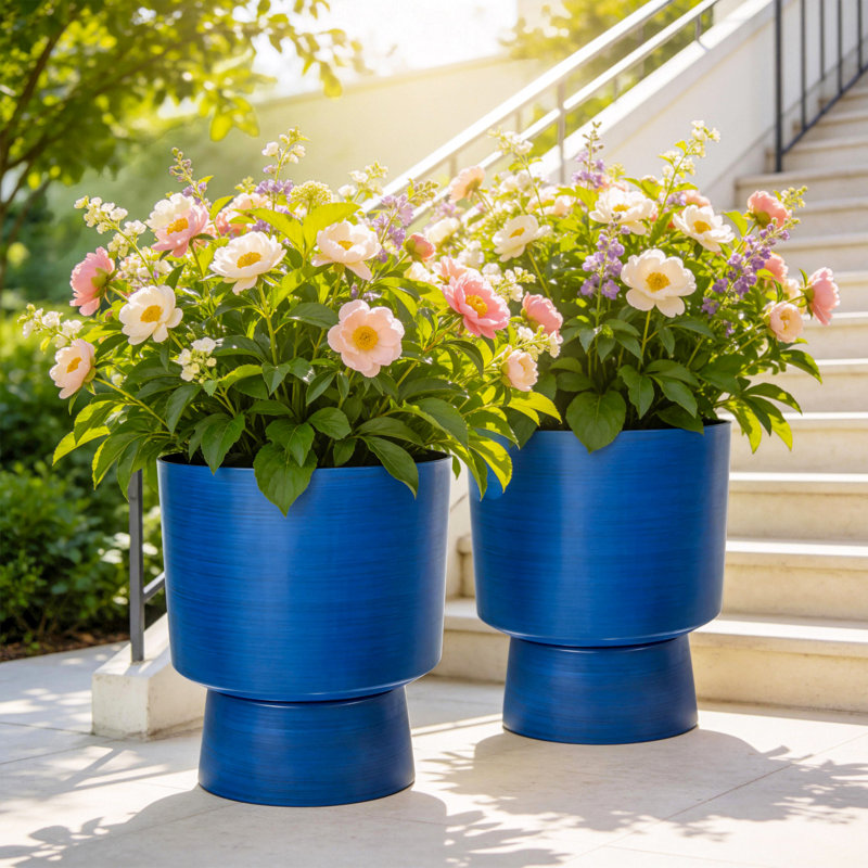 Pots à fleurs 16,75 po Modern Urn, Bleu