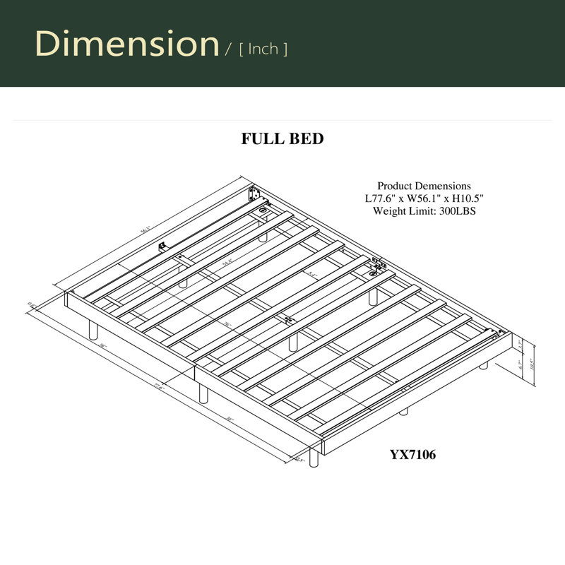 Base de lit plateforme flottante de conception moderne, Lit double