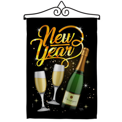 Cheers to Happy New Year-polyester à 2 faces 19 x 13 po Ensemble de drapeaux