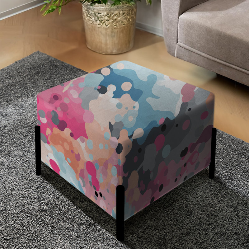 Repose-pieds carré rose abstrait Fusion