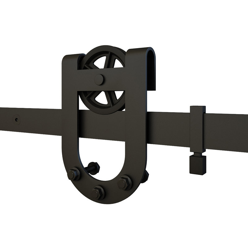 Ensemble complet de quincaillerie Barn Horseshoe 78 po, Noir mat