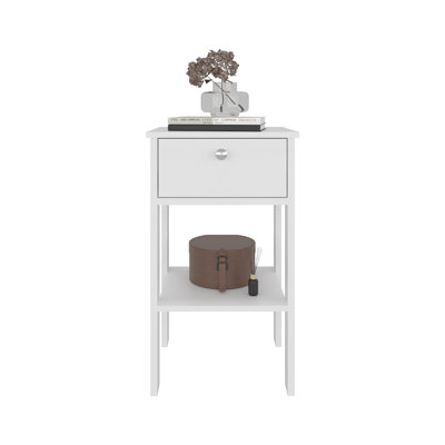 One Drawer Nightstand With Open Shelf, Compact Design, Modern Style, Bedroom Use