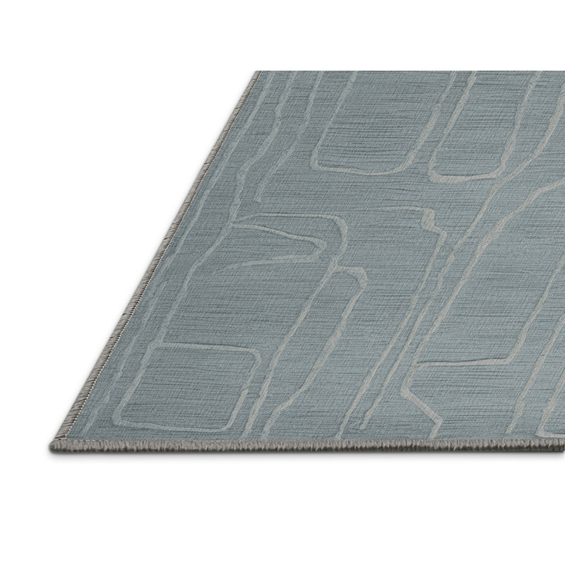 Tapis abstrait gris lavable à la machine, Rond 5 pi