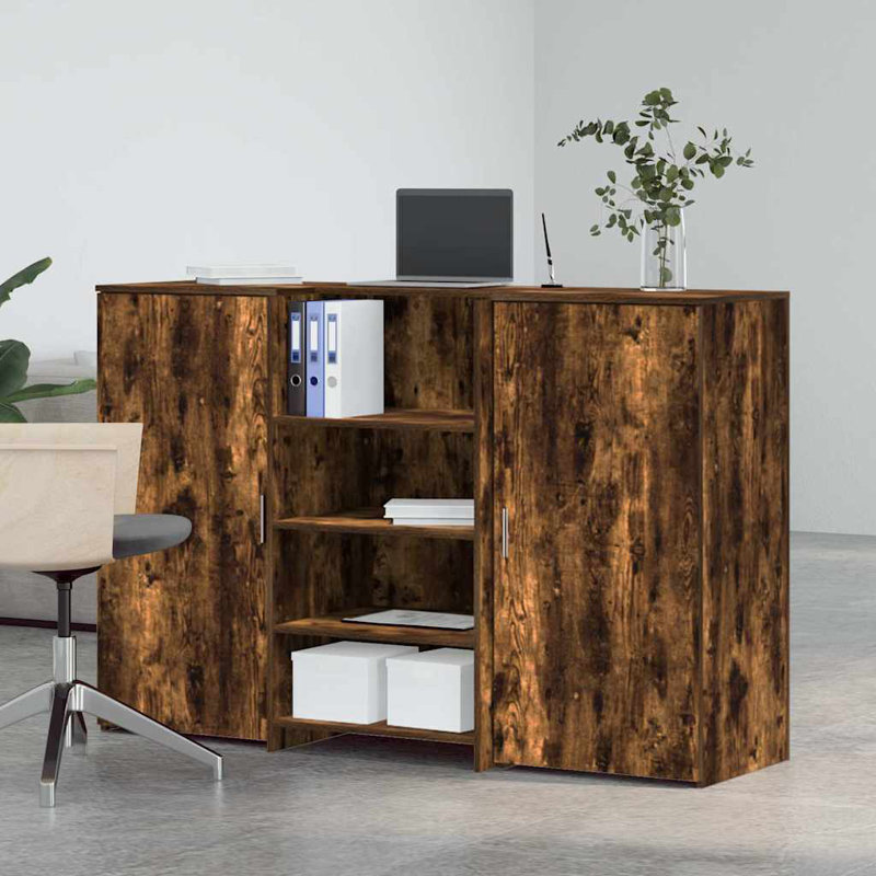 Camariah Standing Desk, 103.5cm H x 155cm W x 50cm D, Smoked Oak