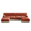 Canapé modulaire 4 places avec 2 repose-pieds en nuage, jupe à pampilles, conception capitonnée, mousse haute densité, base ergonomique en bois, pour les salons et les chambres-509781693