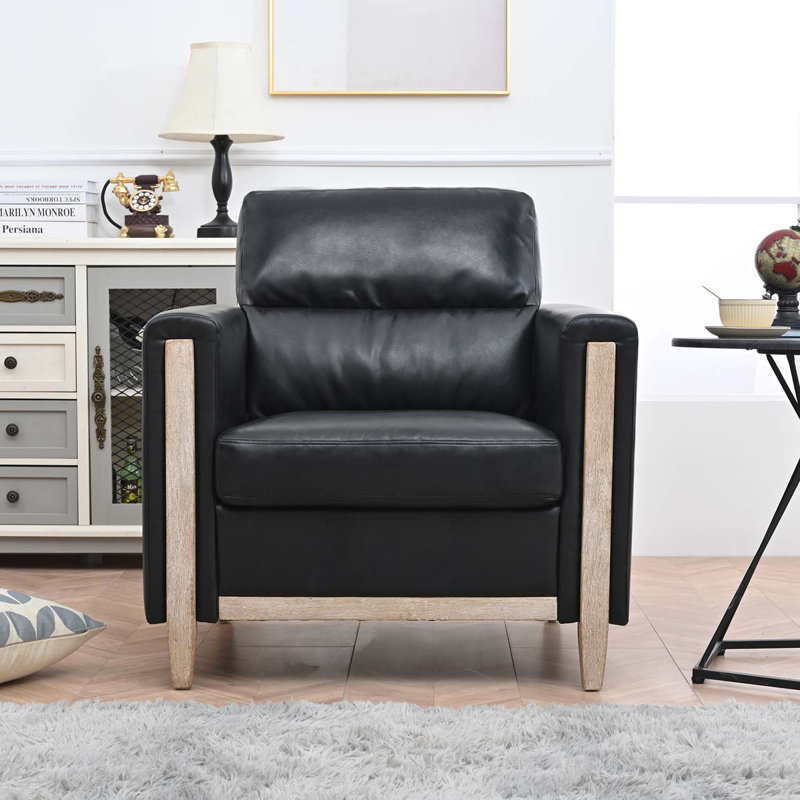 Lissbeth 33.46'' Faux Leather Sofa, Black