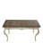 Wood Intricately Carved Scroll White Console Table with Brown Wood Top