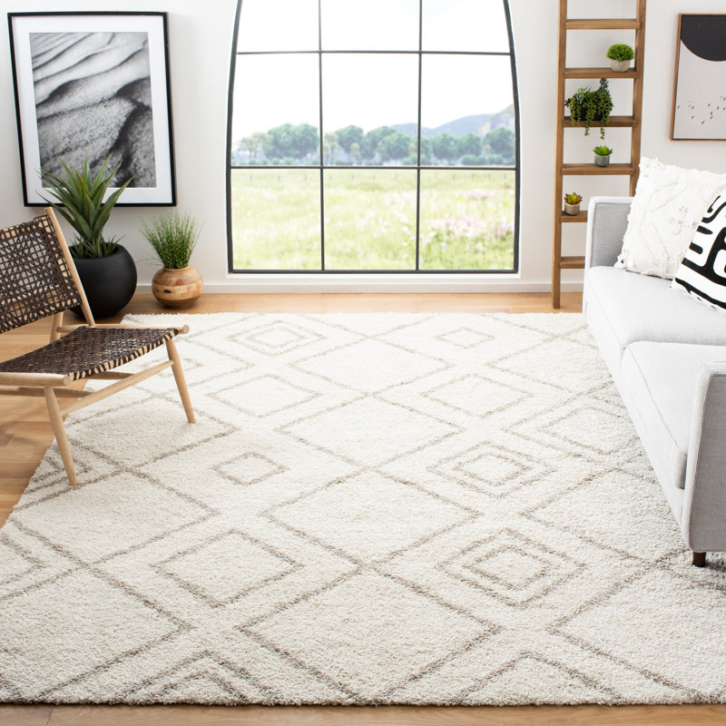 Develin Performance Geometric Rug, Rectangle 8' x 10', Ivory/Beige