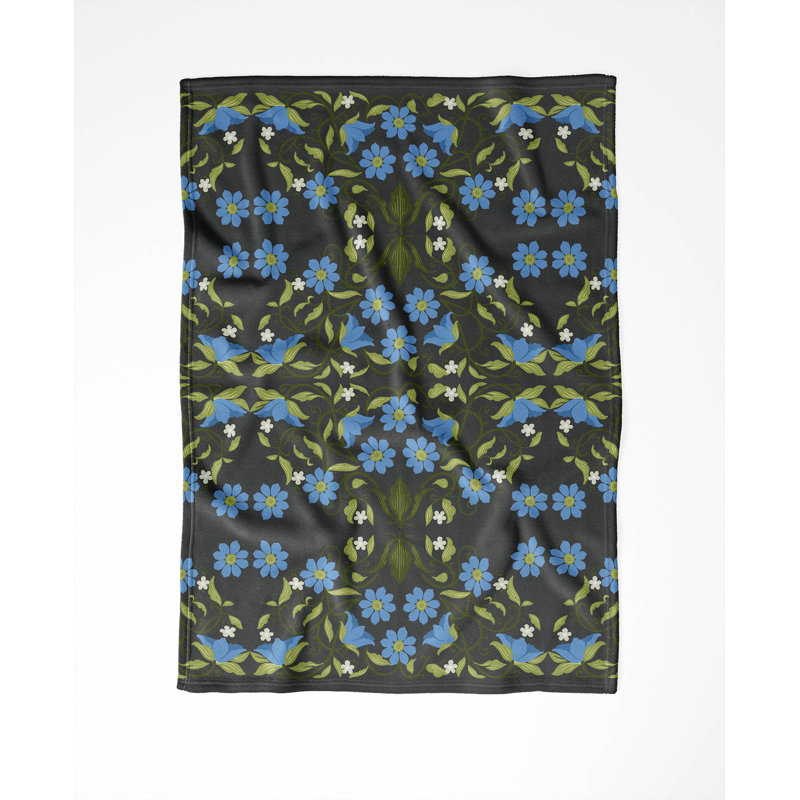 Couverture en velours de polaire Millie, Floral gris anthracite, L 80 po x l 60 po