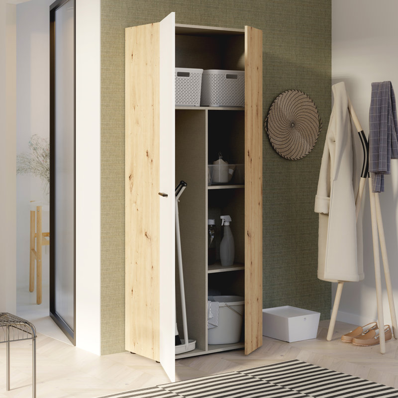 Shilu 2 Door Manufactured Wood Wardrobe, White/Oak