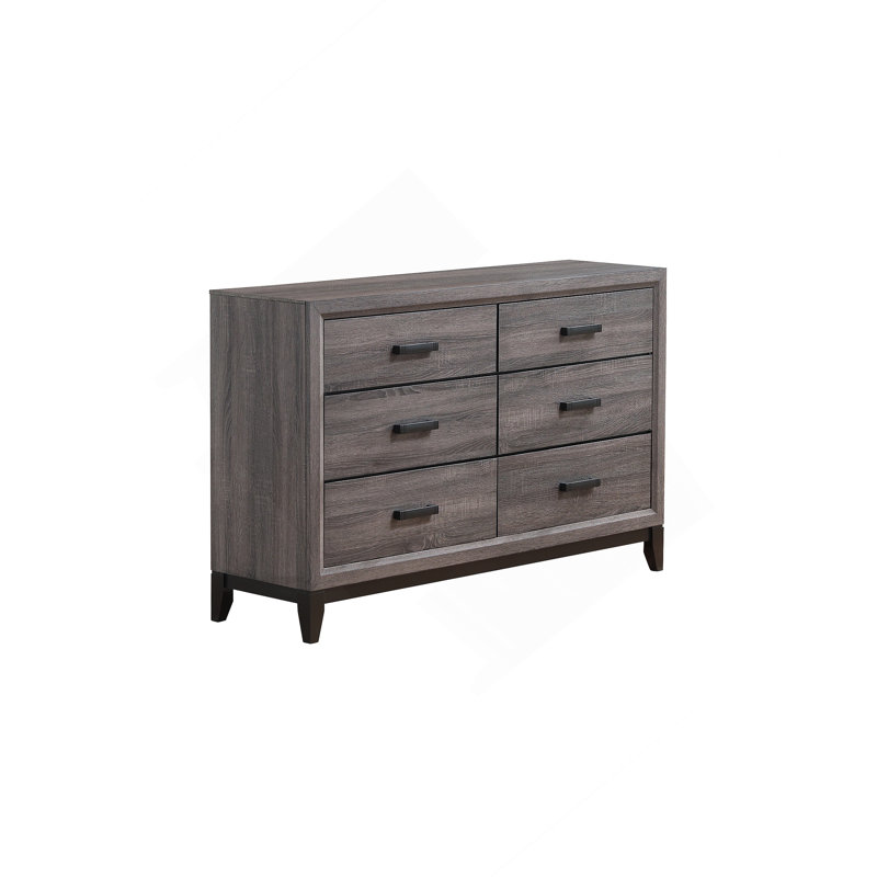 Commode horizontale en bois manufacturé avec 6 tiroirs, Grey