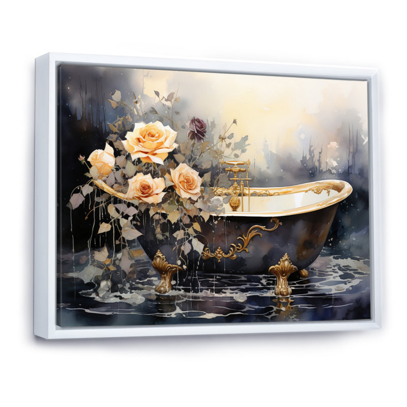 Baignoire Dameisha en or VI, Cadre flottant blanc, 12" H x 20" W