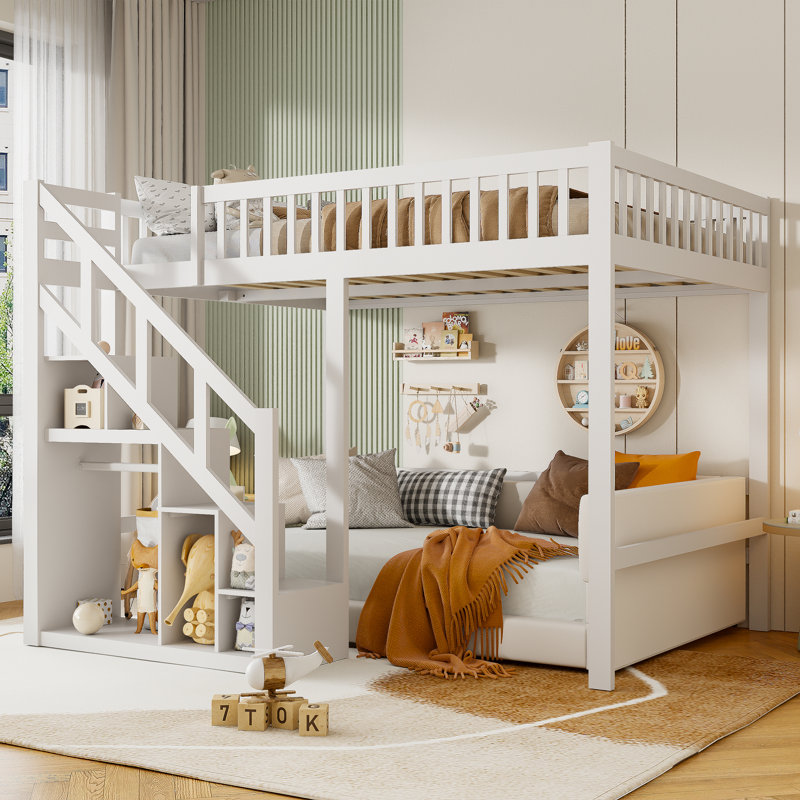 Luna Solid Wood Heavy Duty Sleeper Loft Bunk Bed, European Single (90 x 200 cm)