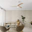 Ventilateur de plafond à pales en bois massif 52 po, ventilateur de plafond intérieur extérieur avec éclairage avec télécommande, moteur réversible silencieux, 6 vitesses, 3 couleurs, pour salon de patio, chambre à coucher, bureau, intérieur (blanc mat)-1069408285