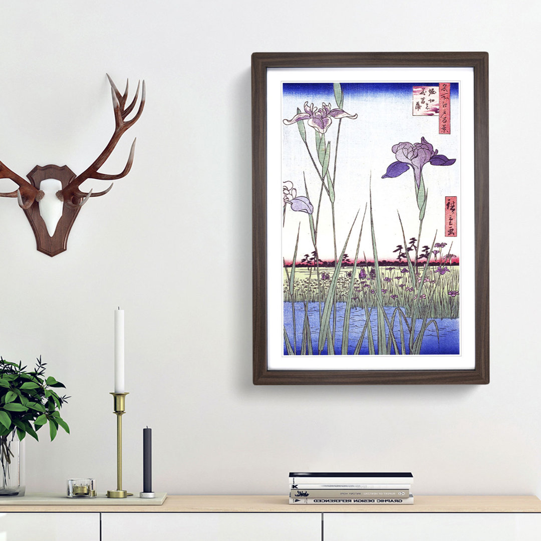 Irises at Horikiri by Utagawa Hiroshige - Framed Print