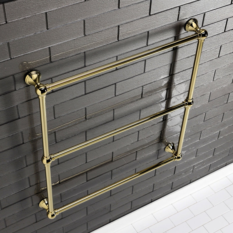 Kingston Brass Maximilien 30-Inch Wall Mount 3-Bar Towel Rack, Polished Brass, 32" H x 36" W x 3" D