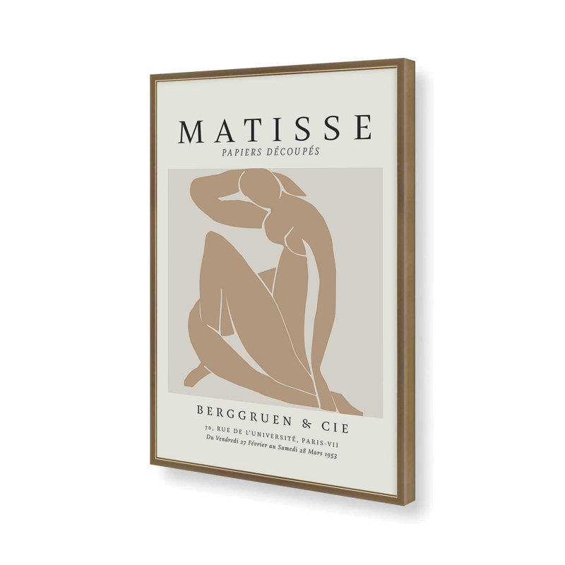 Matisse's Nude II en brun clair roulé, Reproduction encadrée sans passe-partout, Or brossé