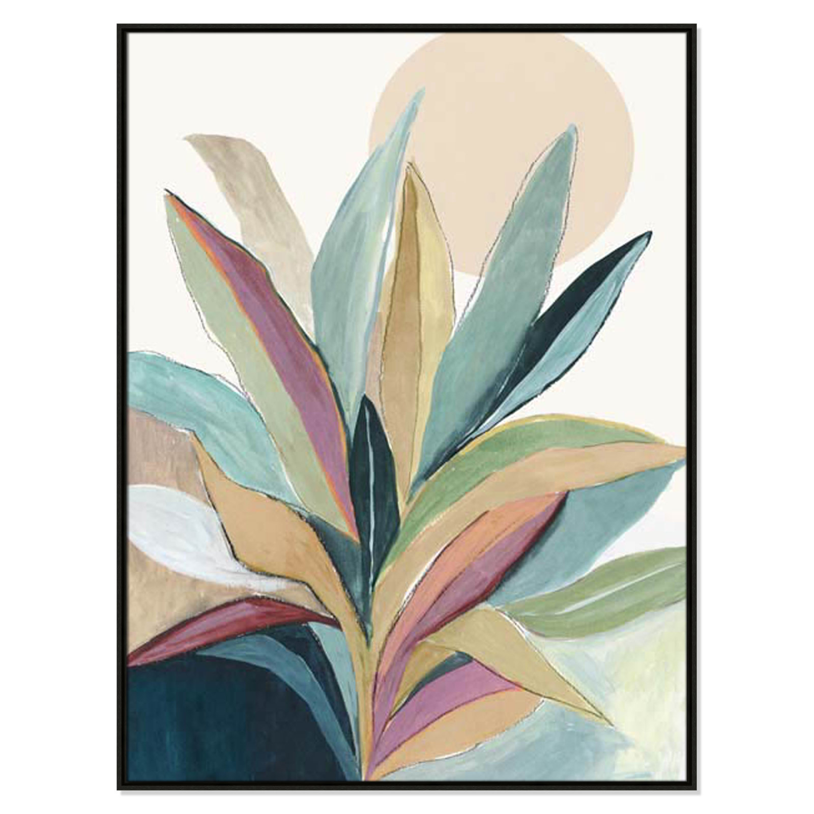 Byer "Sunny Bright Leaves I" Print by Asia Jensen, No Mat, Espresso Floater Framed, 49.5" H x 37.5" W x 2" D