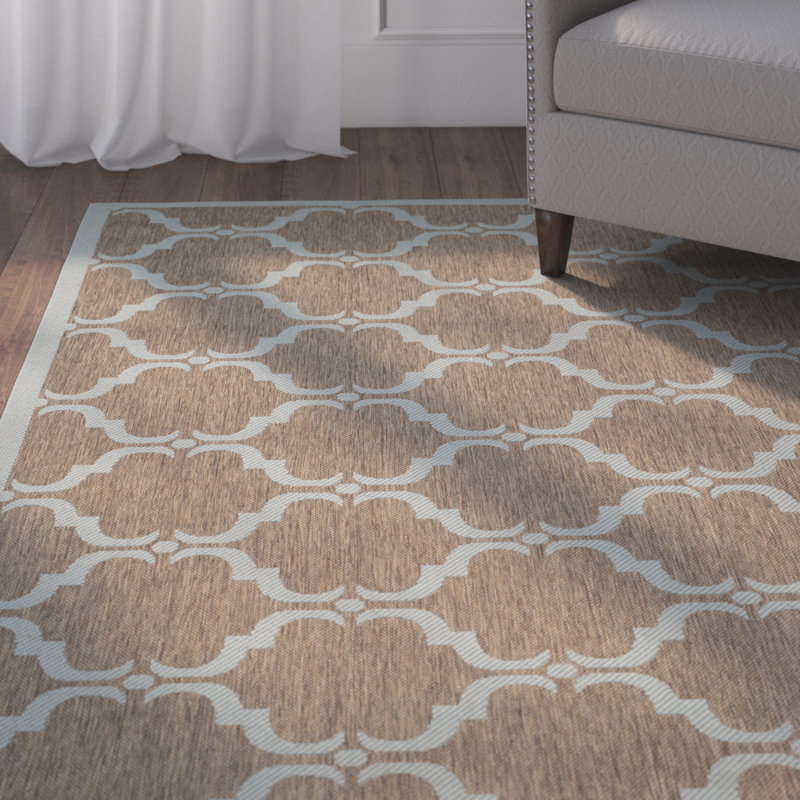 Kelley Hooked Indoor/Outdoor Rug, Brown / Aqua, Square 160 cm