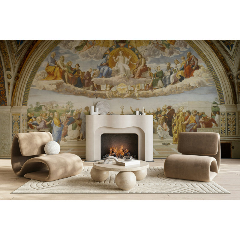 Papier peint arche dorée Renaissance Fresco, L 106 po x l 187 po