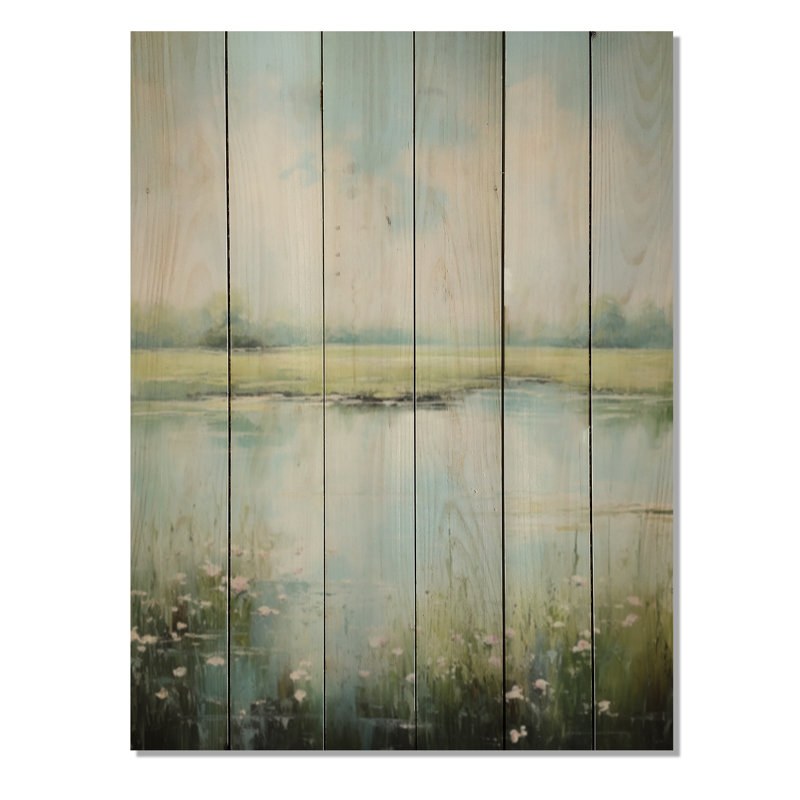 «Meadow Tranquil Waters I» sur bois, H 32 po x l 24 po x P 0,78 po
