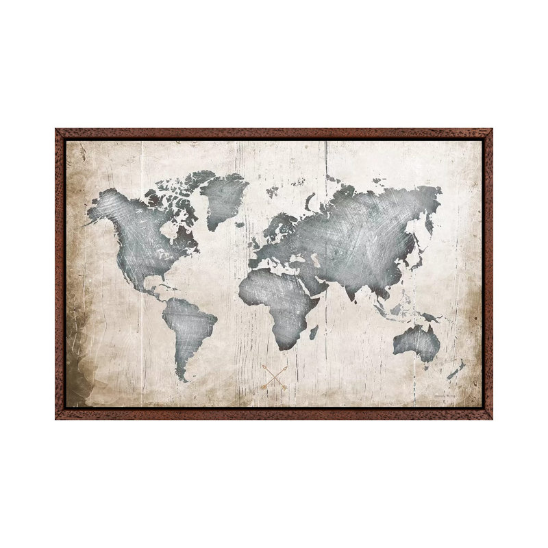 Industrial Map by Amanda Murray - Print on Canvas, 45.72cm H x 66.04cm W x 3.81cm D, Classic Brown Wood Framed