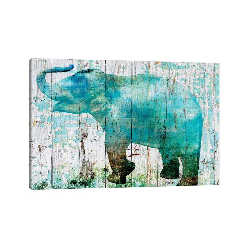 Blue Elephant by Irena Orlov - Wrapped Canvas Print, 20.32cm H x 30.48cm W x 1.91cm D