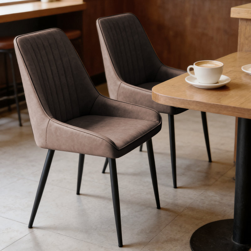 Modern Faux Leather Upholstered Dining Chair with High Back , Brown