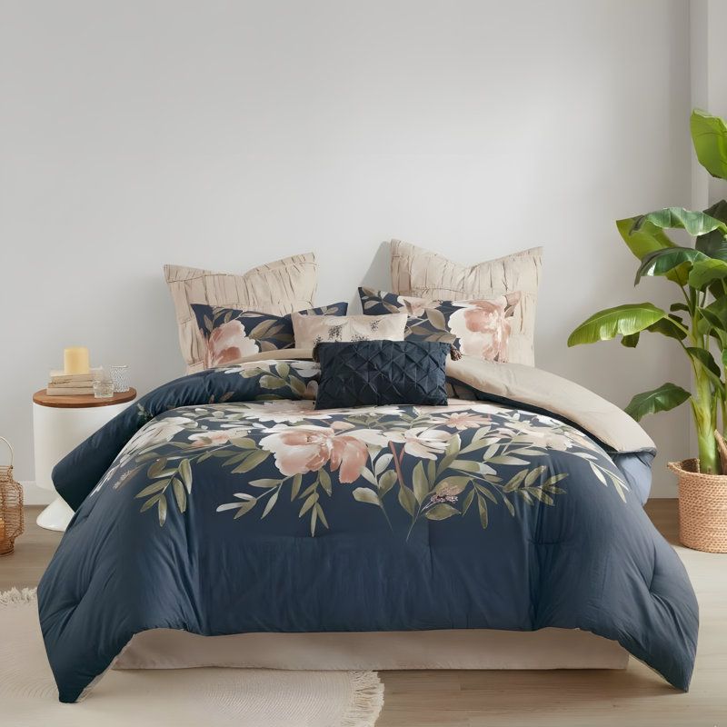 Cotton Percale Comforter 8 Piece Set, Queen Comforter + 7 Additional Pieces