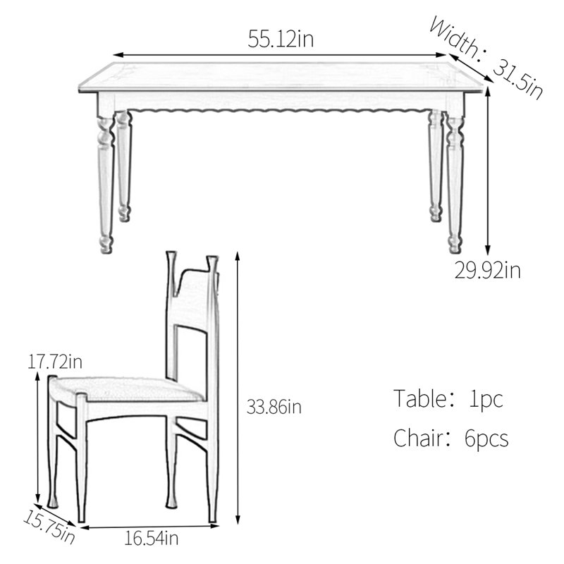 Ensemble de table de salle à manger rétro Retro, H 29,92 po x L 55,12 po x l 31,5 po
